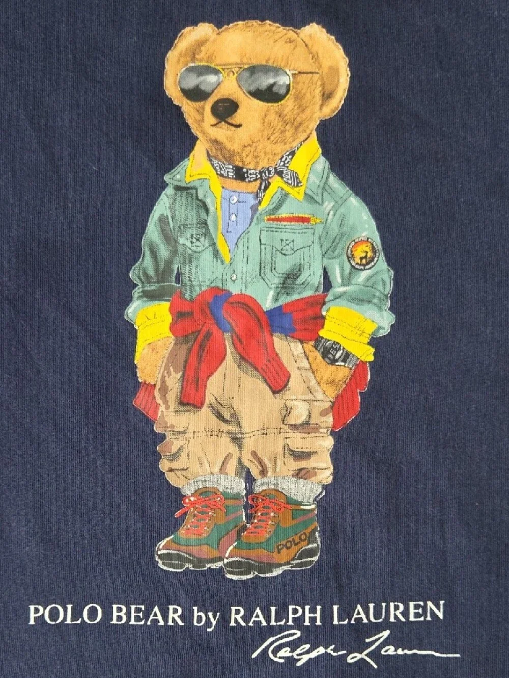 Ralph Lauren Navy Polo Bear Graphic Tee with Multi-Color Print 2T